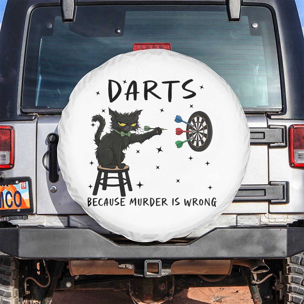 Funny Grumpy Cat Darts Spare Tire Cover Because Murder Is Wrong - Wonder Print Shop