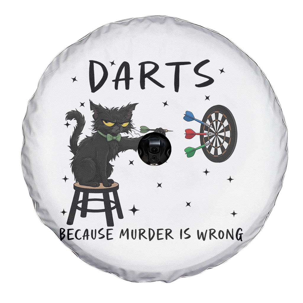 Funny Grumpy Cat Darts Spare Tire Cover Because Murder Is Wrong - Wonder Print Shop