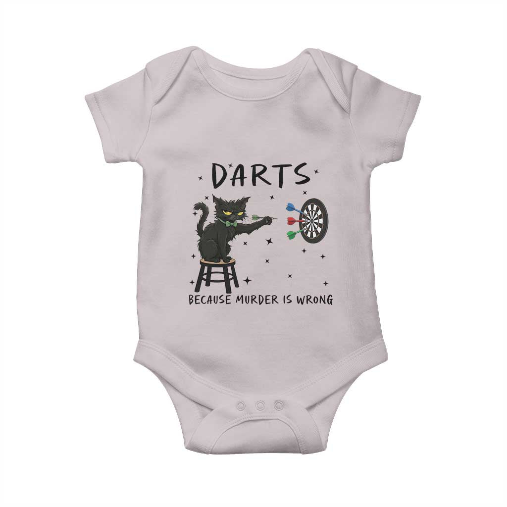 Funny Grumpy Cat Darts Baby Onesie Because Murder Is Wrong - Wonder Print Shop
