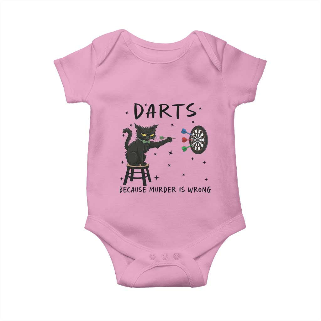 Funny Grumpy Cat Darts Baby Onesie Because Murder Is Wrong - Wonder Print Shop