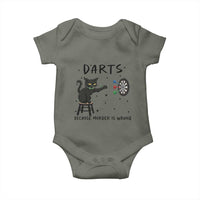 Funny Grumpy Cat Darts Baby Onesie Because Murder Is Wrong - Wonder Print Shop