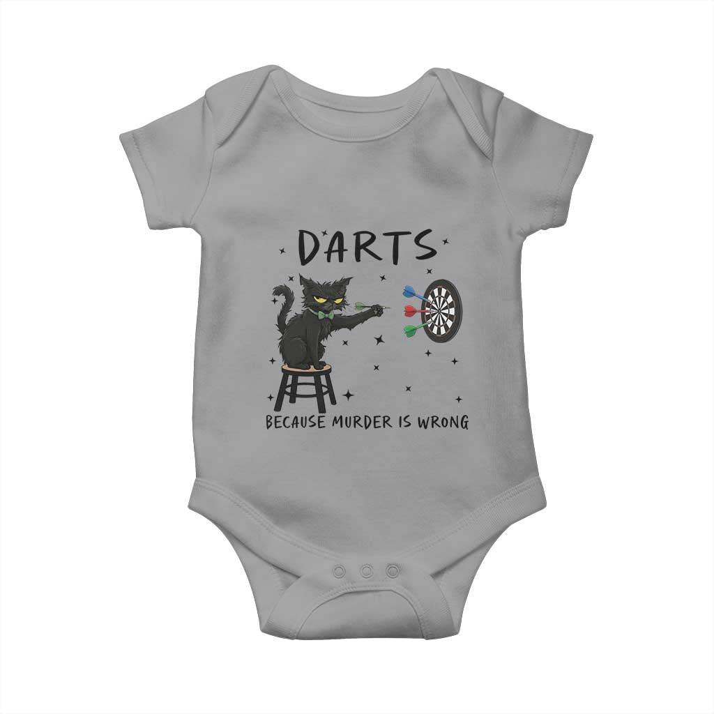 Funny Grumpy Cat Darts Baby Onesie Because Murder Is Wrong - Wonder Print Shop