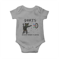 Funny Grumpy Cat Darts Baby Onesie Because Murder Is Wrong - Wonder Print Shop