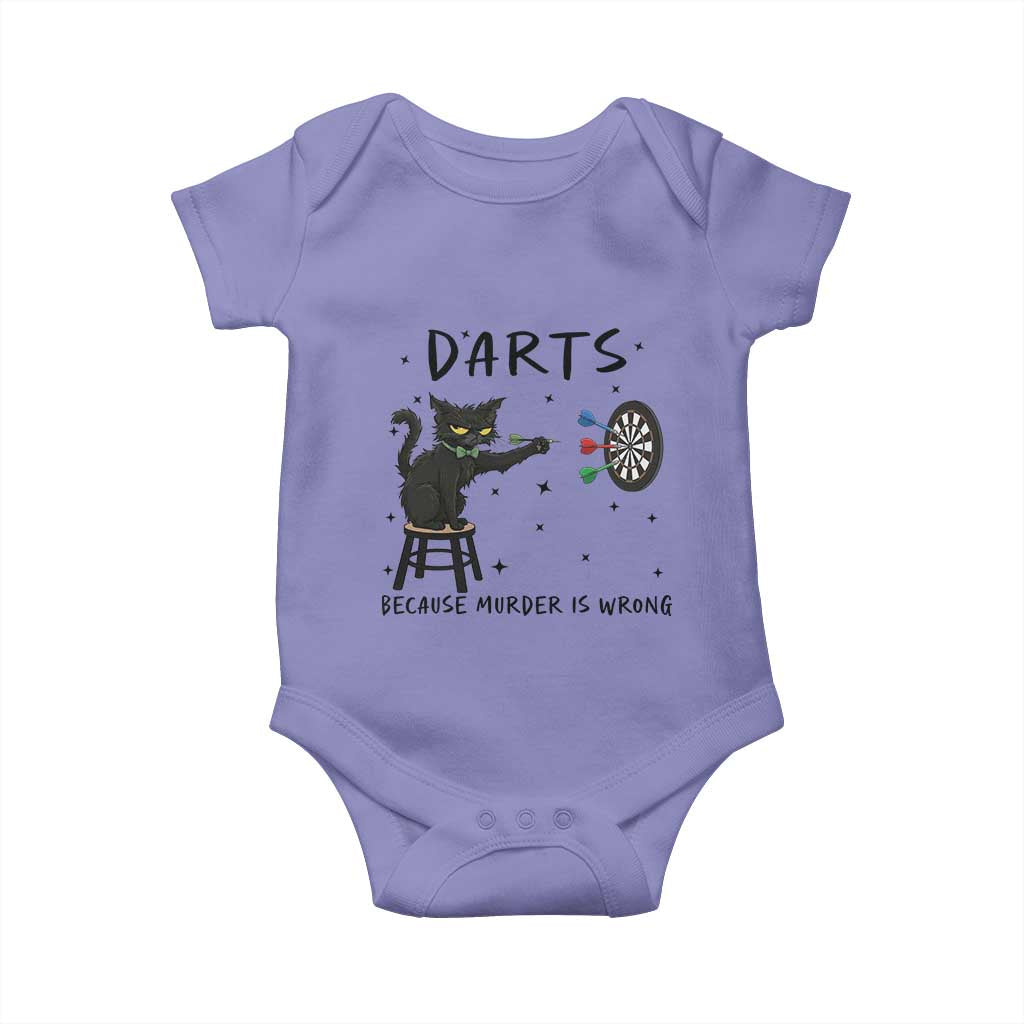 Funny Grumpy Cat Darts Baby Onesie Because Murder Is Wrong - Wonder Print Shop