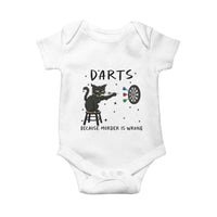 Funny Grumpy Cat Darts Baby Onesie Because Murder Is Wrong - Wonder Print Shop
