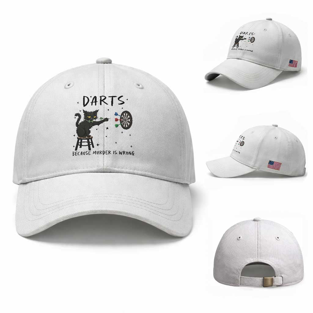 Funny Grumpy Cat Darts Baseball Cap Because Murder Is Wrong