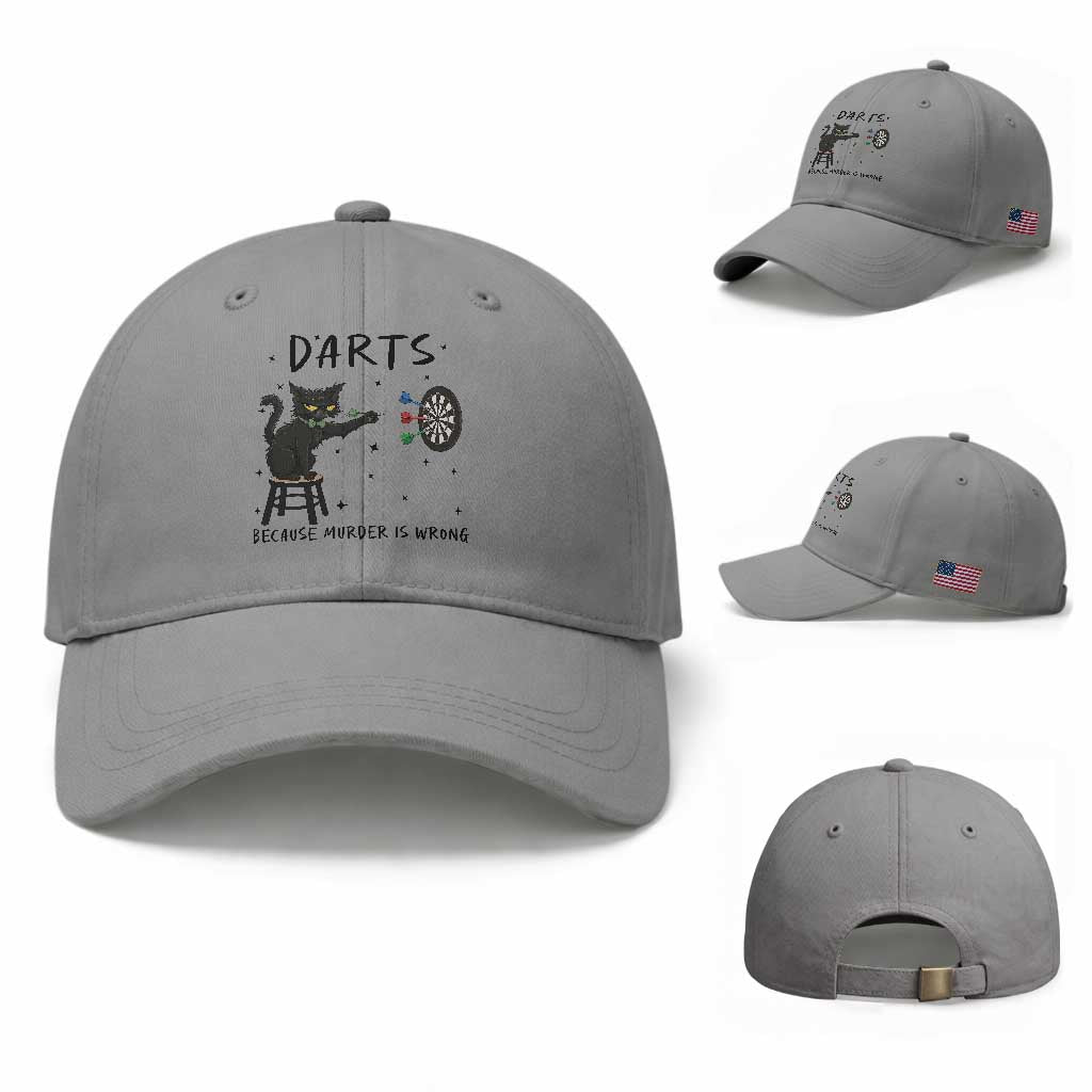 Funny Grumpy Cat Darts Baseball Cap Because Murder Is Wrong