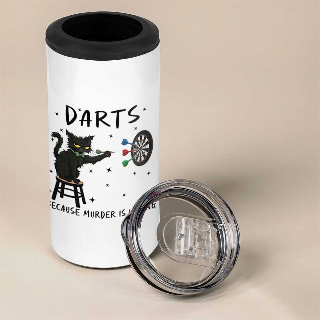 Funny Grumpy Cat Darts 4 in 1 Can Cooler Tumbler Because Murder Is Wrong - Wonder Print Shop