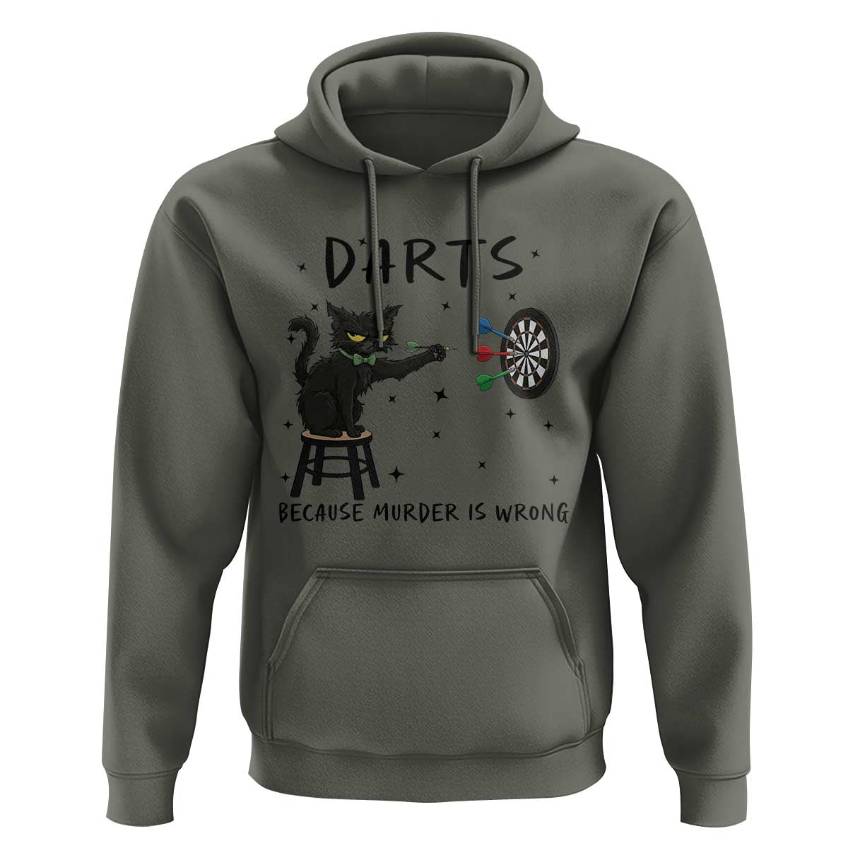 Funny Grumpy Cat Darts Hoodie Because Murder Is Wrong - Wonder Print Shop