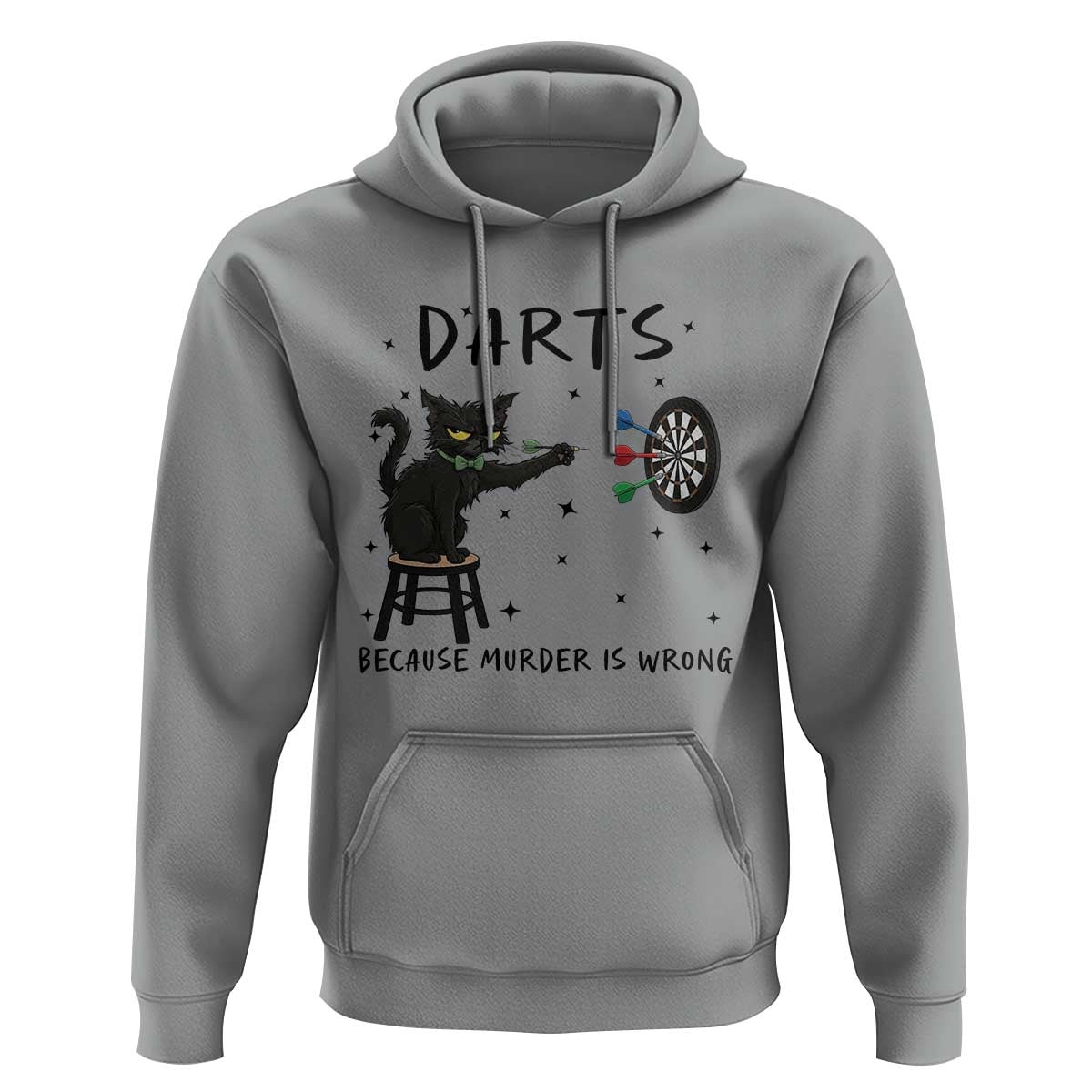 Funny Grumpy Cat Darts Hoodie Because Murder Is Wrong - Wonder Print Shop