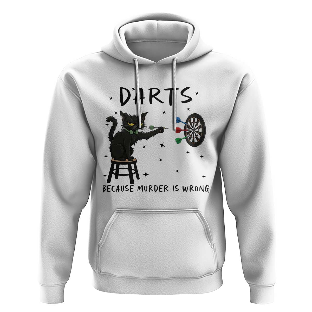 Funny Grumpy Cat Darts Hoodie Because Murder Is Wrong - Wonder Print Shop