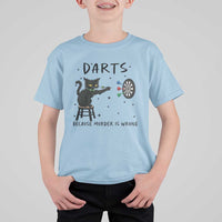 Funny Grumpy Cat Darts T Shirt For Kid Because Murder Is Wrong - Wonder Print Shop