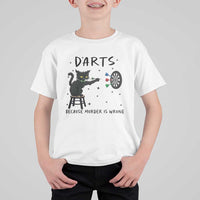 Funny Grumpy Cat Darts T Shirt For Kid Because Murder Is Wrong - Wonder Print Shop