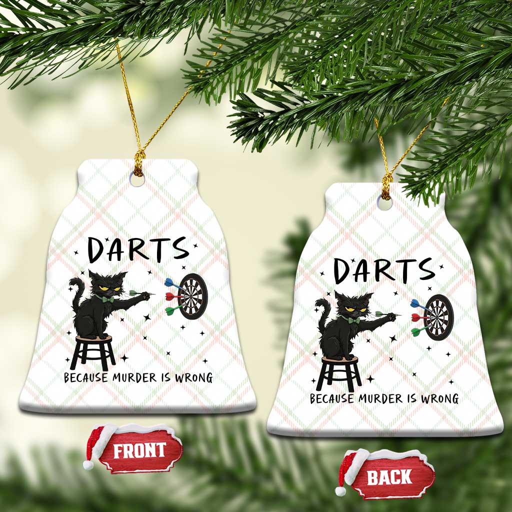 Funny Grumpy Cat Darts Ceramic Ornament Because Murder Is Wrong - Wonder Print Shop