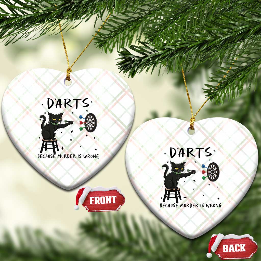 Funny Grumpy Cat Darts Ceramic Ornament Because Murder Is Wrong - Wonder Print Shop