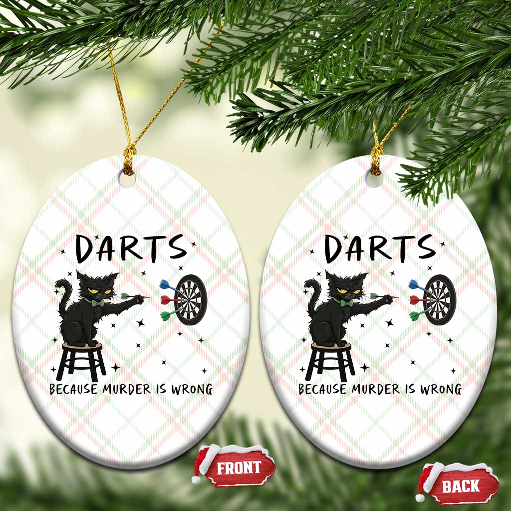 Funny Grumpy Cat Darts Ceramic Ornament Because Murder Is Wrong - Wonder Print Shop