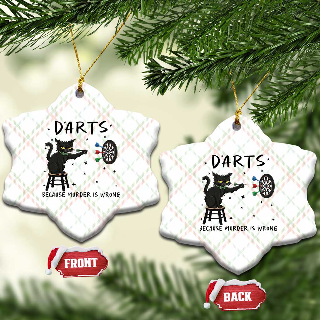 Funny Grumpy Cat Darts Ceramic Ornament Because Murder Is Wrong - Wonder Print Shop
