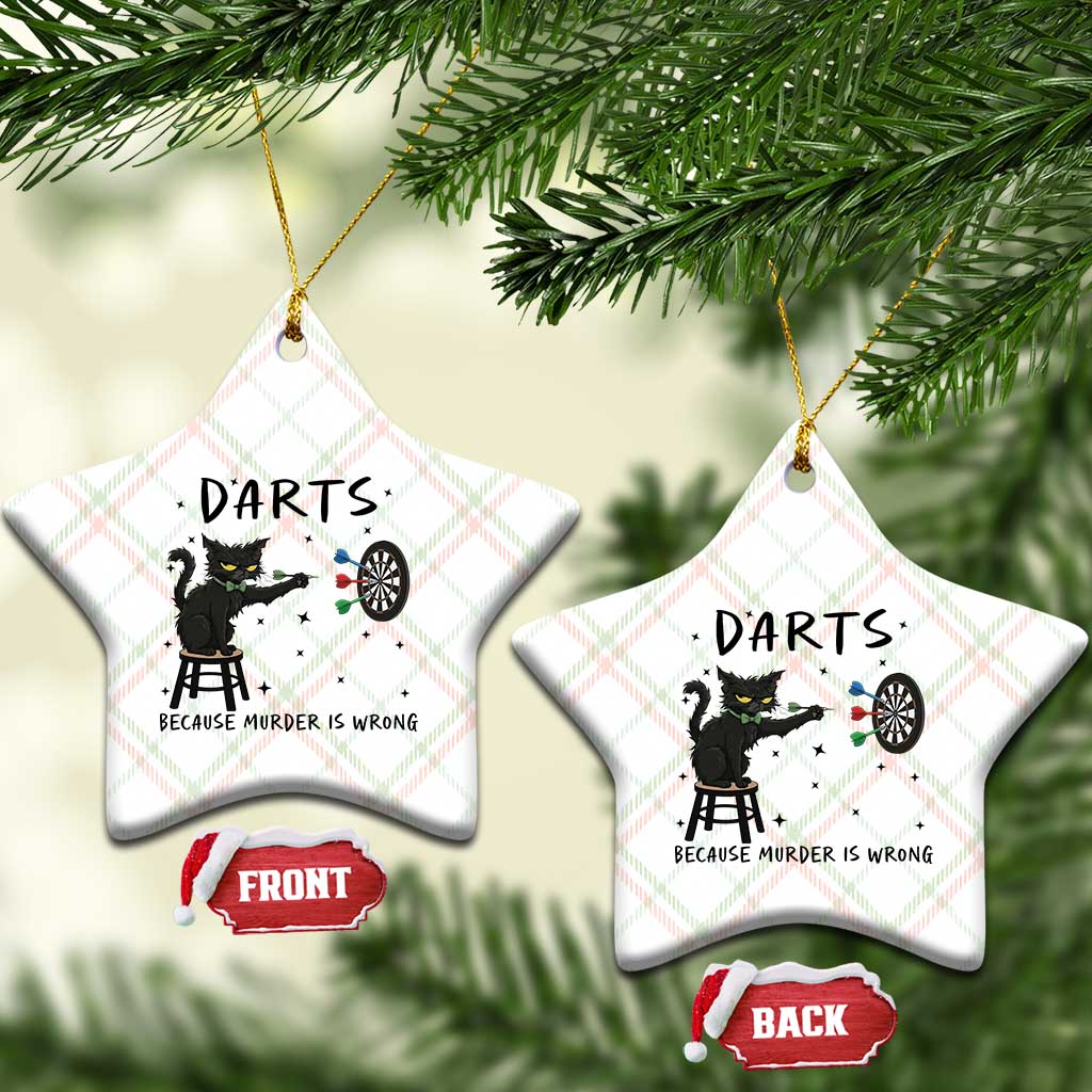 Funny Grumpy Cat Darts Ceramic Ornament Because Murder Is Wrong - Wonder Print Shop