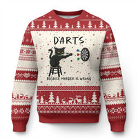 Funny Grumpy Cat Darts Ugly Christmas Sweater Because Murder Is Wrong - Wonder Print Shop
