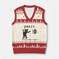 Funny Grumpy Cat Darts V-Neck Knit Sweater Vest Because Murder Is Wrong - Wonder Print Shop