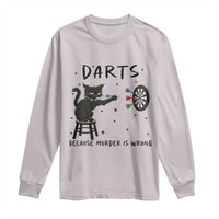 Funny Grumpy Cat Darts Long Sleeve Shirt Because Murder Is Wrong - Wonder Print Shop