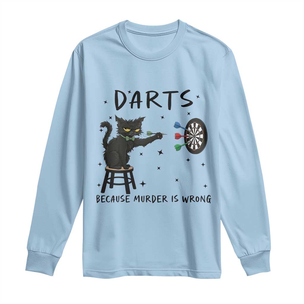 Funny Grumpy Cat Darts Long Sleeve Shirt Because Murder Is Wrong - Wonder Print Shop