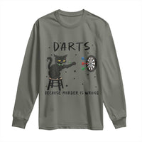 Funny Grumpy Cat Darts Long Sleeve Shirt Because Murder Is Wrong - Wonder Print Shop