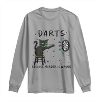 Funny Grumpy Cat Darts Long Sleeve Shirt Because Murder Is Wrong - Wonder Print Shop