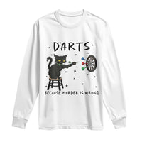 Funny Grumpy Cat Darts Long Sleeve Shirt Because Murder Is Wrong - Wonder Print Shop