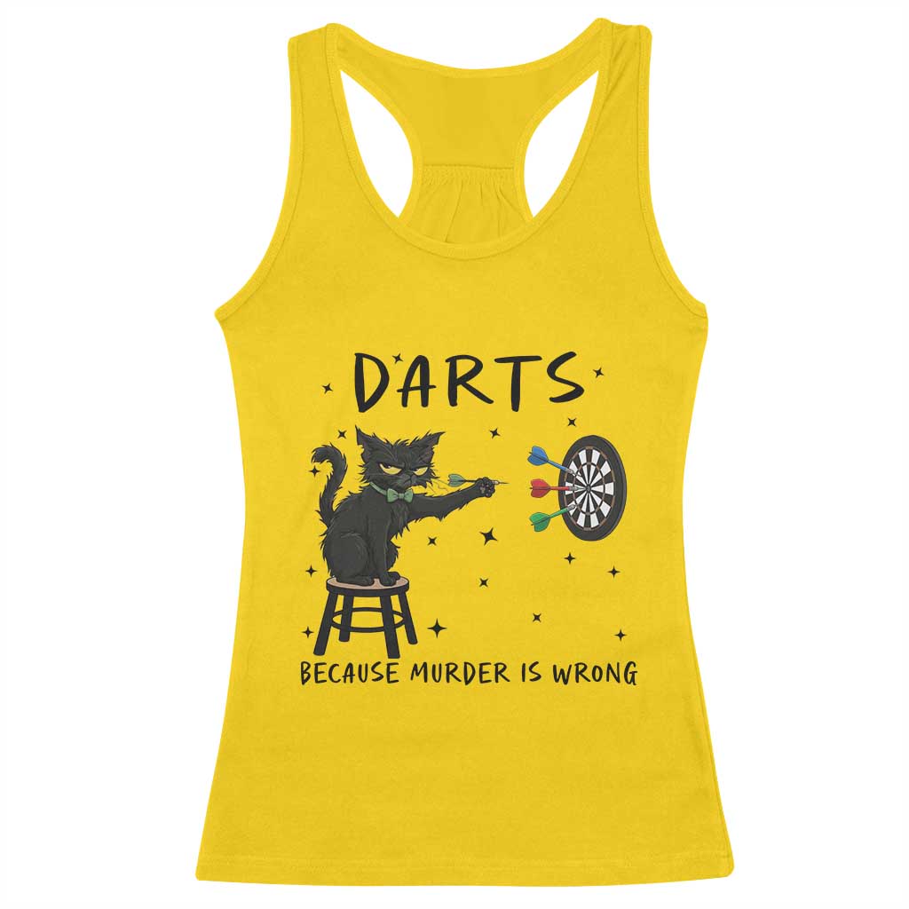 Funny Grumpy Cat Darts Racerback Tank Top Because Murder Is Wrong - Wonder Print Shop