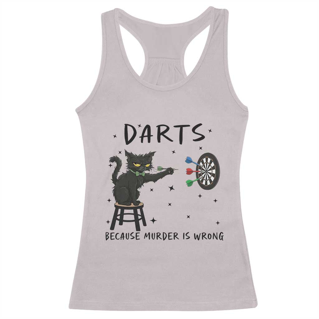 Funny Grumpy Cat Darts Racerback Tank Top Because Murder Is Wrong - Wonder Print Shop