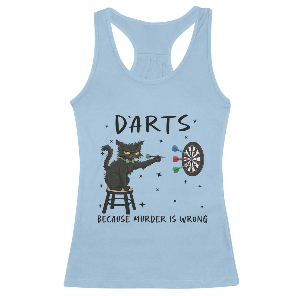 Funny Grumpy Cat Darts Racerback Tank Top Because Murder Is Wrong - Wonder Print Shop