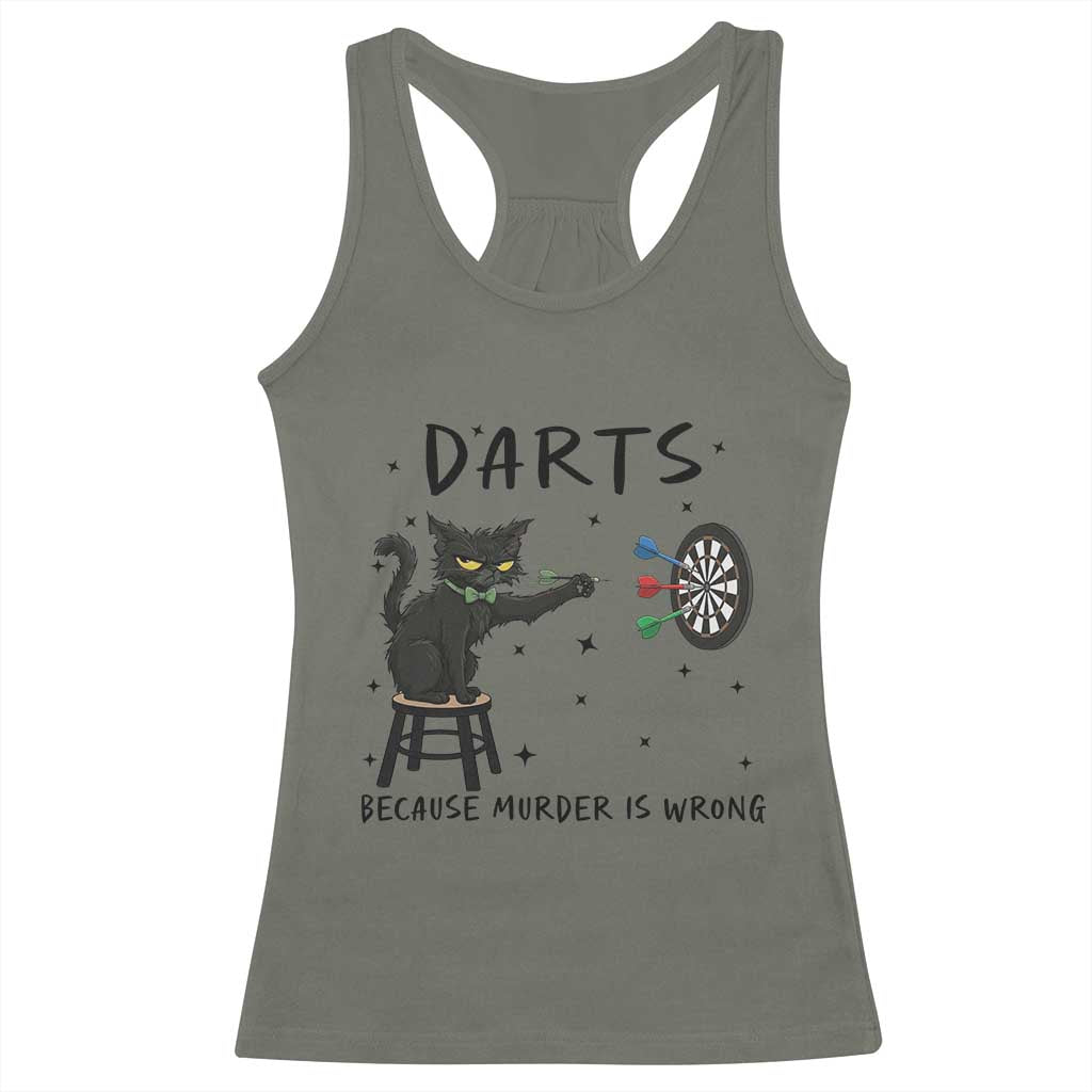 Funny Grumpy Cat Darts Racerback Tank Top Because Murder Is Wrong - Wonder Print Shop