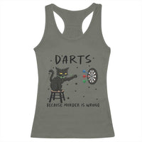 Funny Grumpy Cat Darts Racerback Tank Top Because Murder Is Wrong - Wonder Print Shop