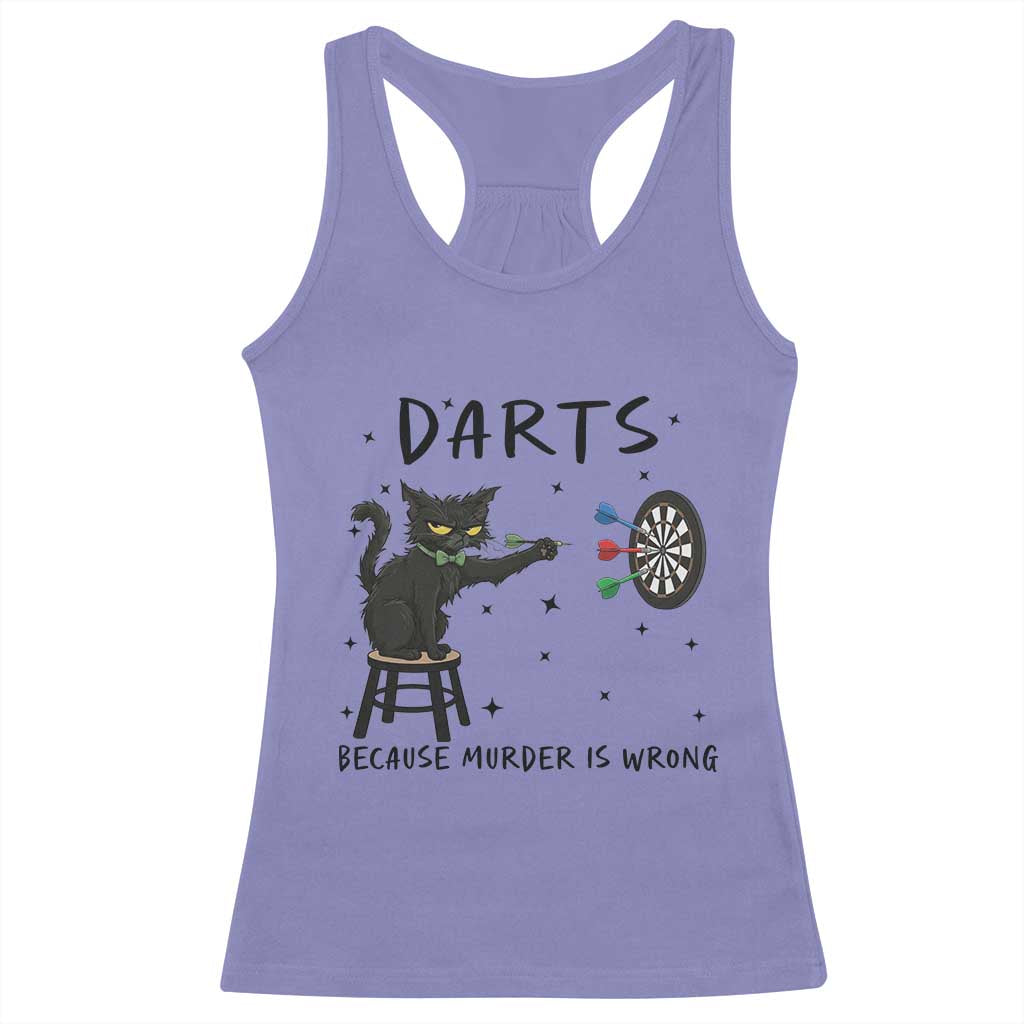 Funny Grumpy Cat Darts Racerback Tank Top Because Murder Is Wrong - Wonder Print Shop