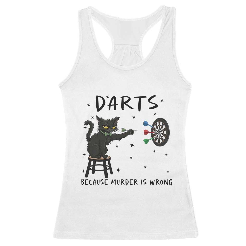 Funny Grumpy Cat Darts Racerback Tank Top Because Murder Is Wrong - Wonder Print Shop