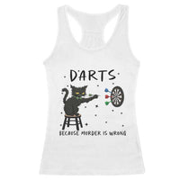 Funny Grumpy Cat Darts Racerback Tank Top Because Murder Is Wrong - Wonder Print Shop