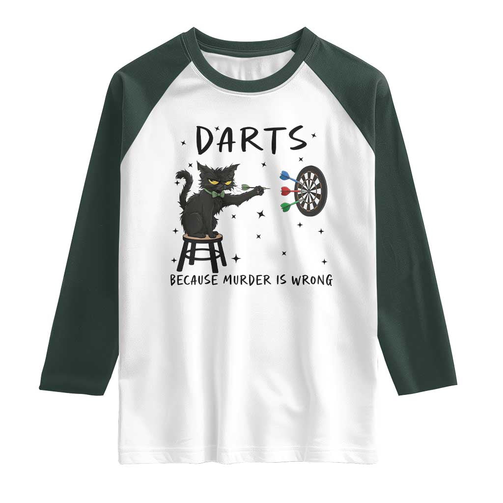 Funny Grumpy Cat Darts Raglan Shirt Because Murder Is Wrong - Wonder Print Shop