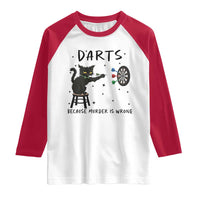Funny Grumpy Cat Darts Raglan Shirt Because Murder Is Wrong - Wonder Print Shop