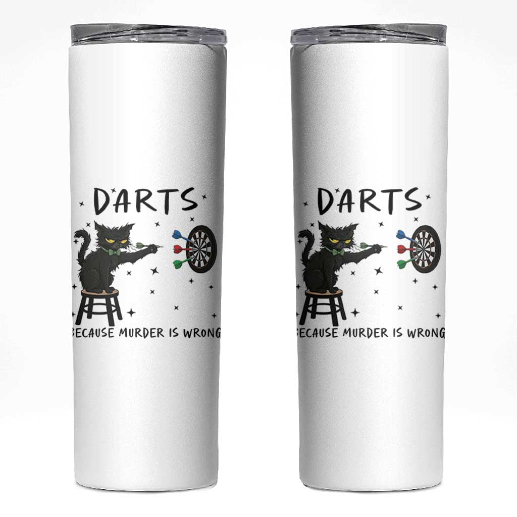 Funny Grumpy Cat Darts Skinny Tumbler Because Murder Is Wrong - Wonder Print Shop