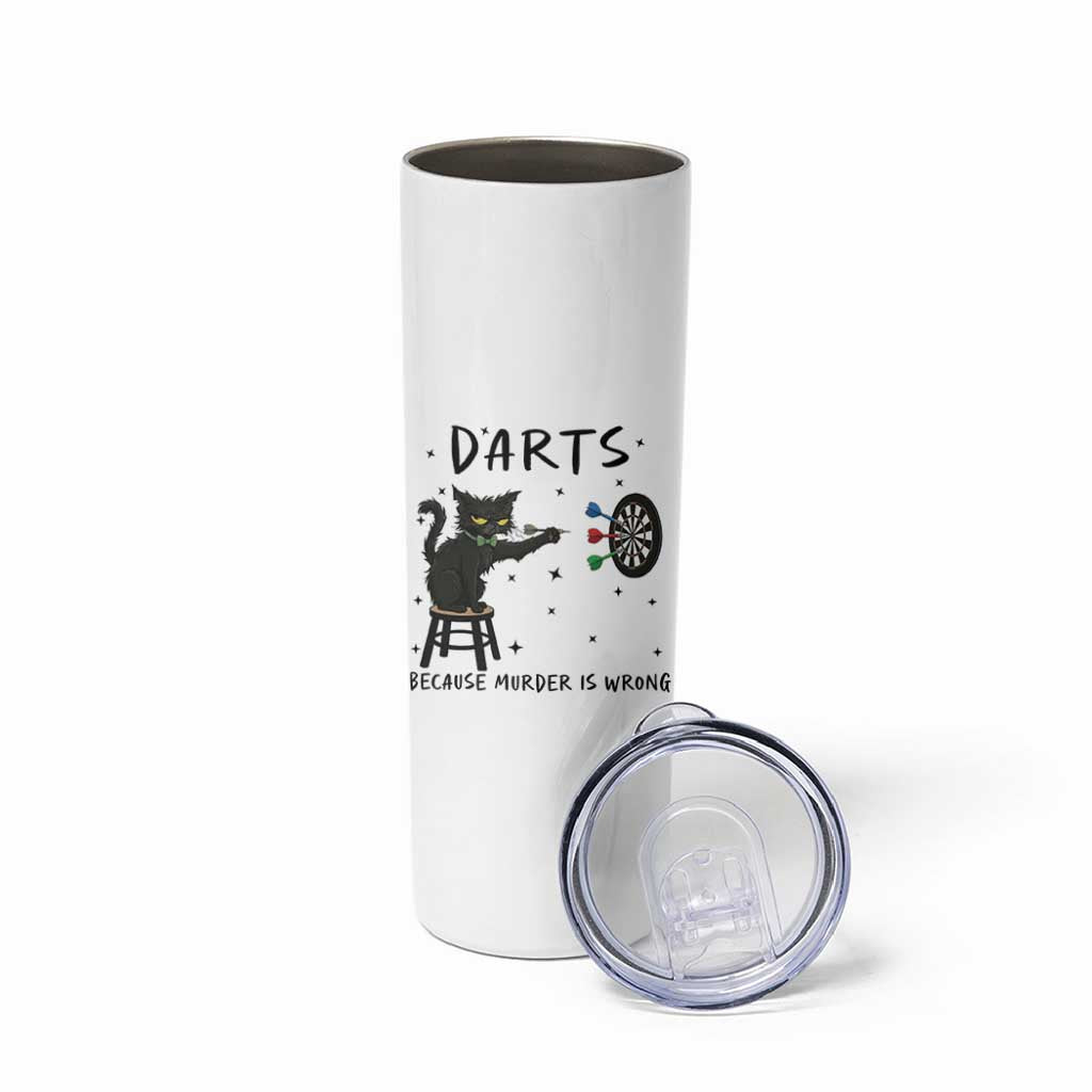 Funny Grumpy Cat Darts Skinny Tumbler Because Murder Is Wrong - Wonder Print Shop