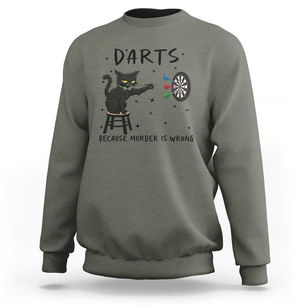 Funny Grumpy Cat Darts Sweatshirt Because Murder Is Wrong - Wonder Print Shop
