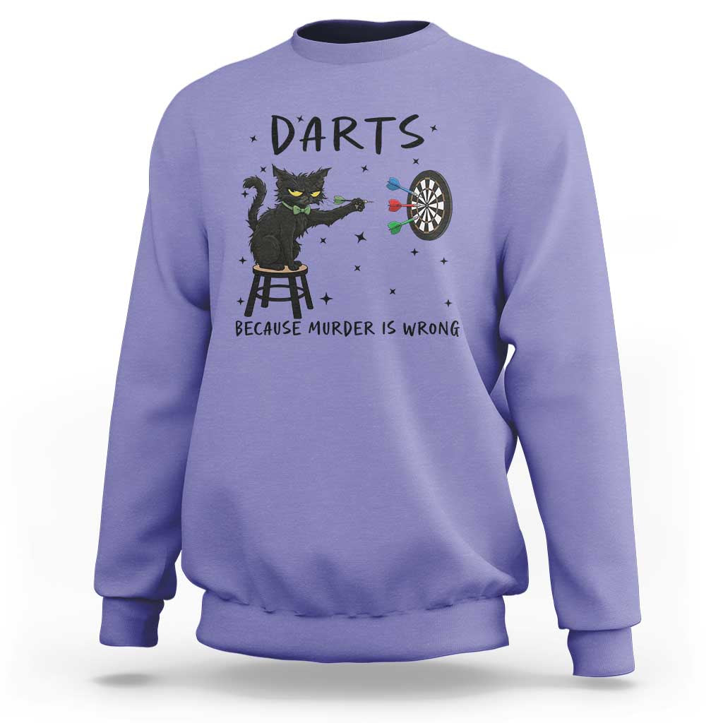 Funny Grumpy Cat Darts Sweatshirt Because Murder Is Wrong - Wonder Print Shop