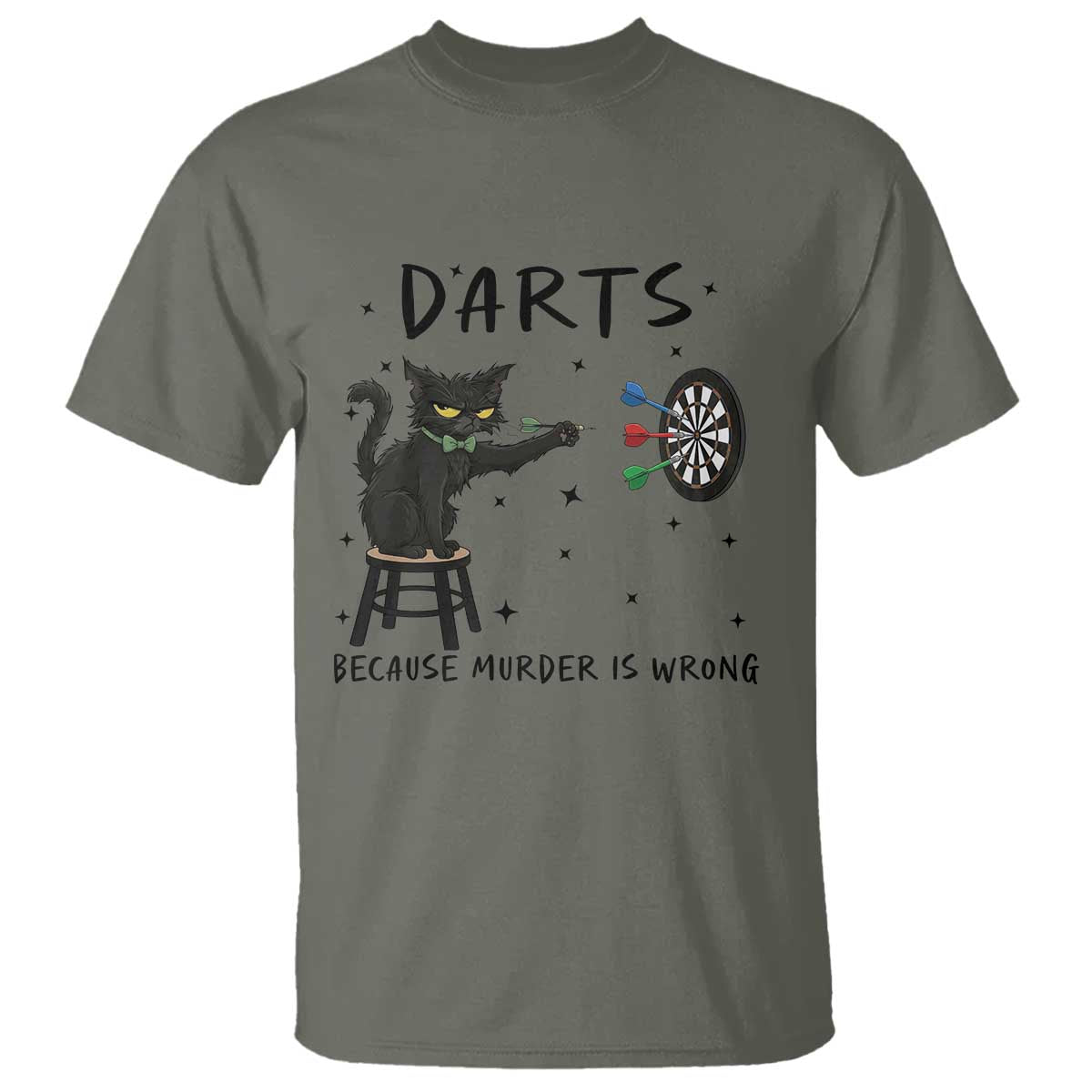Funny Grumpy Cat Darts T Shirt Because Murder Is Wrong - Wonder Print Shop