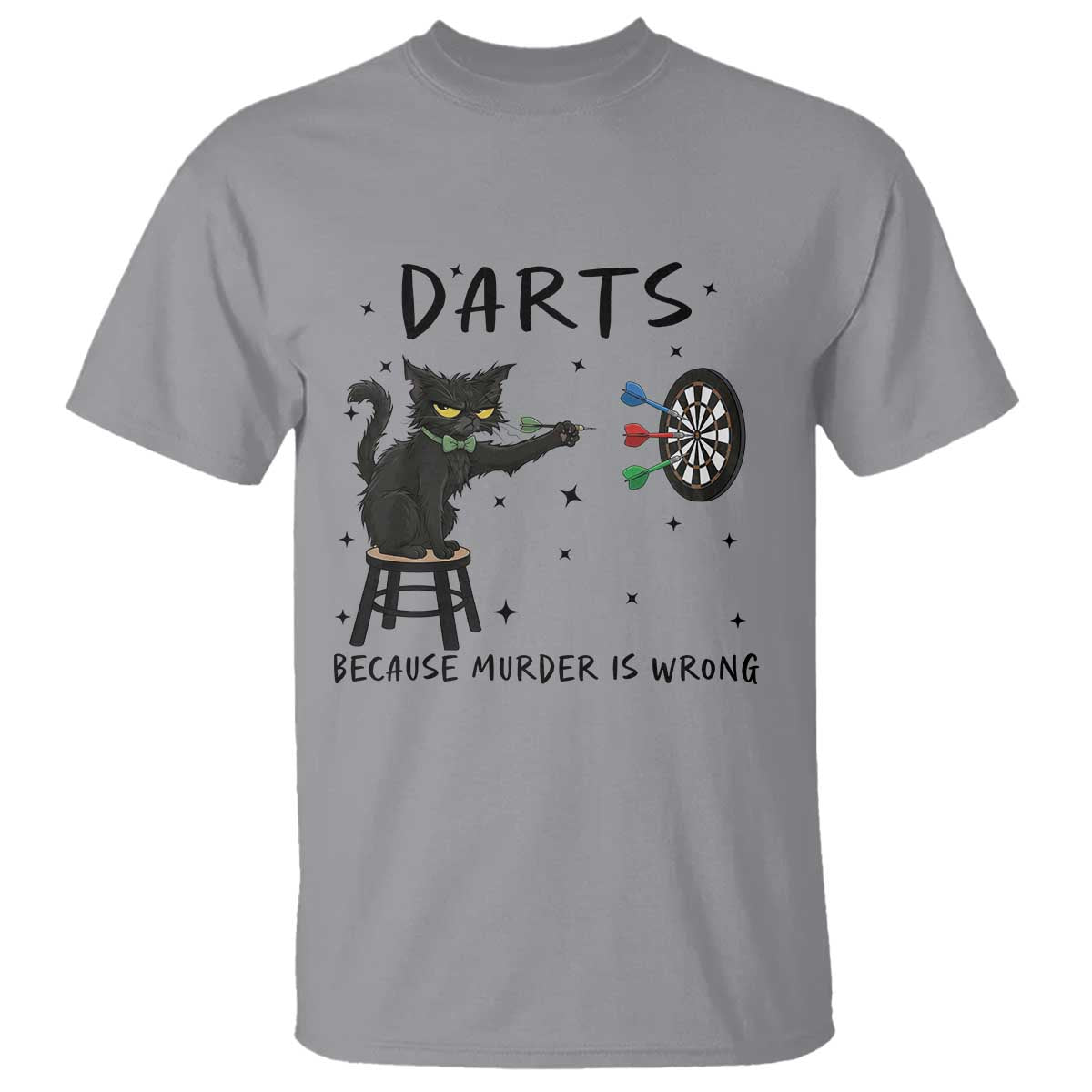 Funny Grumpy Cat Darts T Shirt Because Murder Is Wrong - Wonder Print Shop