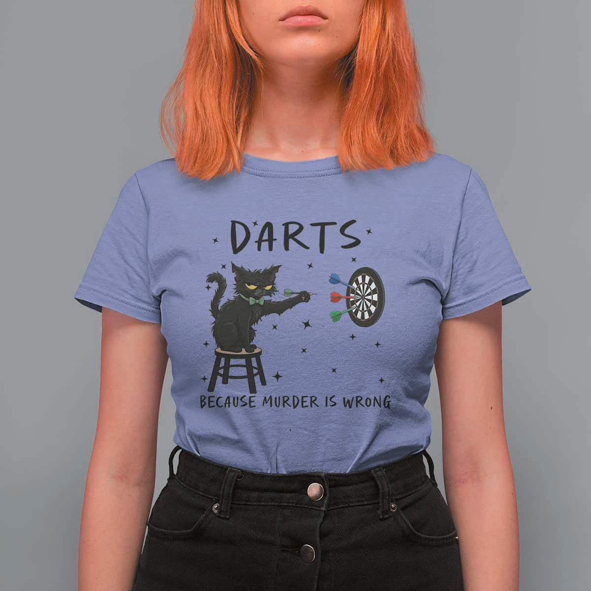 Funny Grumpy Cat Darts T Shirt For Women Because Murder Is Wrong - Wonder Print Shop