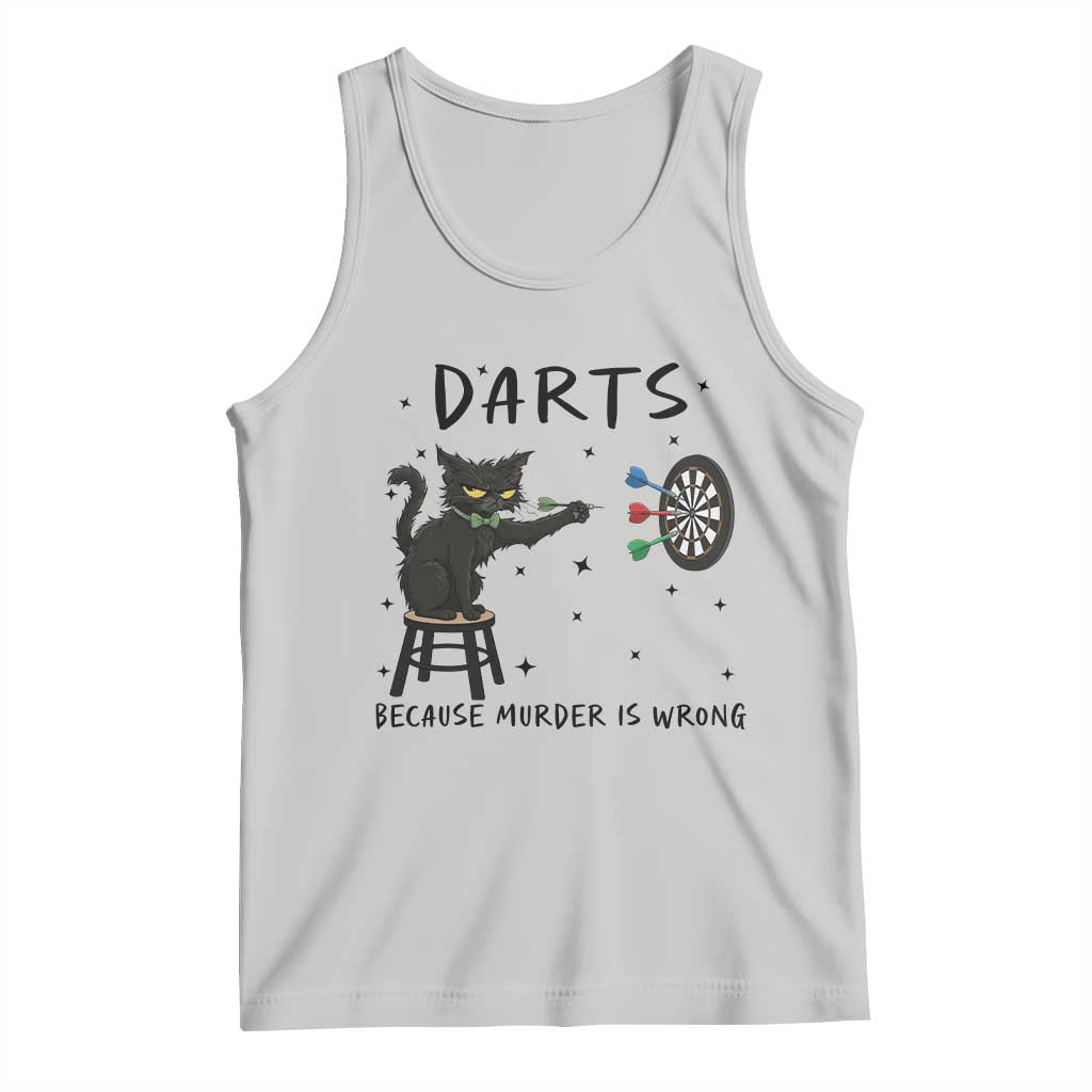 Funny Grumpy Cat Darts Tank Top Because Murder Is Wrong - Wonder Print Shop