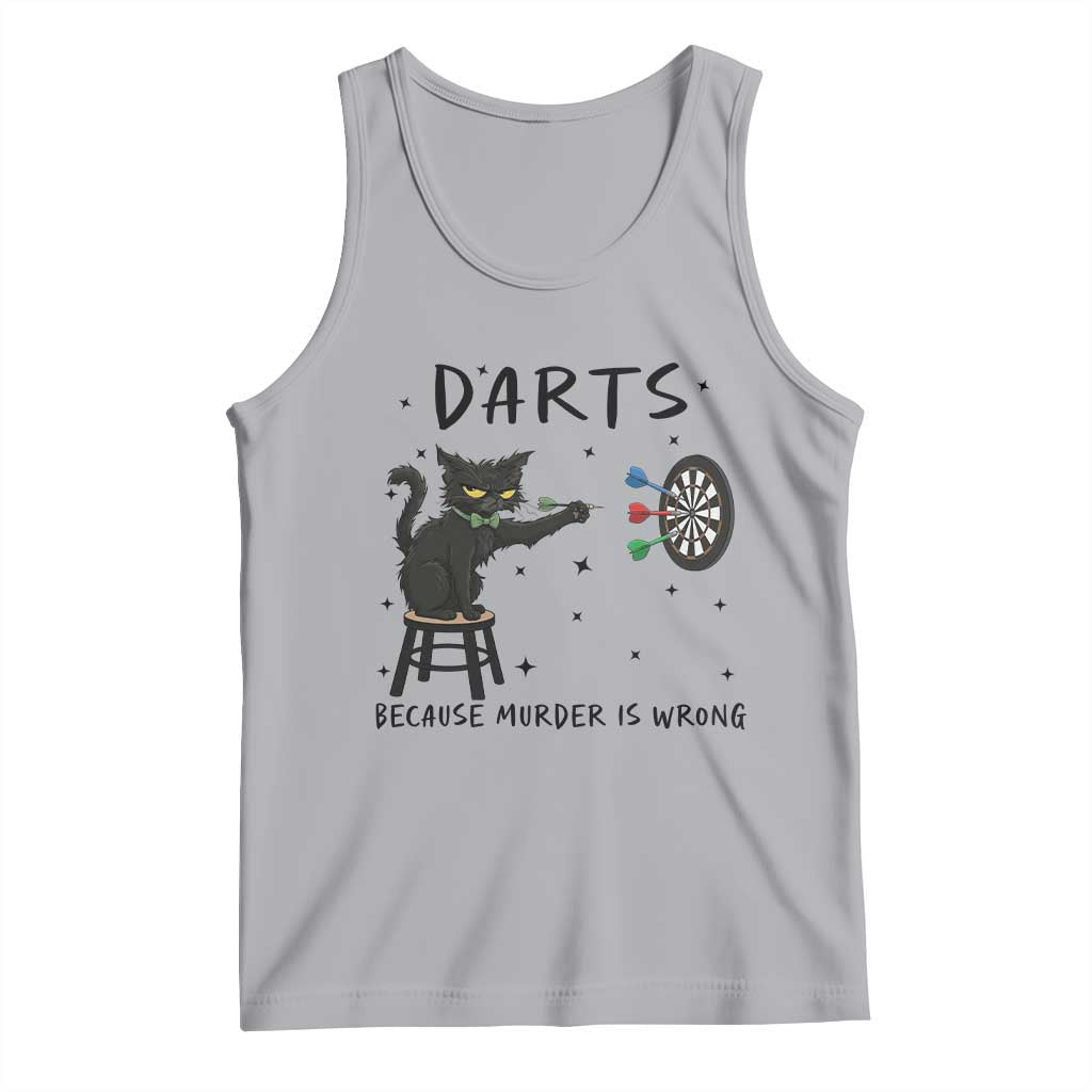 Funny Grumpy Cat Darts Tank Top Because Murder Is Wrong - Wonder Print Shop
