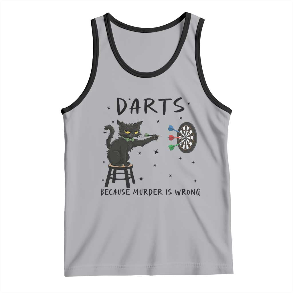 Funny Grumpy Cat Darts Tank Top Because Murder Is Wrong - Wonder Print Shop