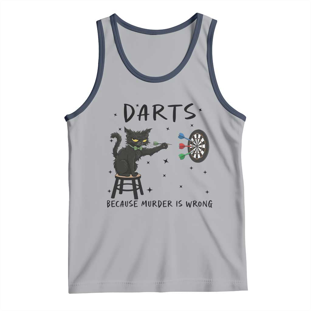 Funny Grumpy Cat Darts Tank Top Because Murder Is Wrong - Wonder Print Shop